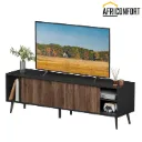 Meuble TV HOME, compatible avec les téléviseurs jusqu'à 72 pouces, centre multimédia avec rangement, console multimédia, salon, noyer naturel et noir ébène